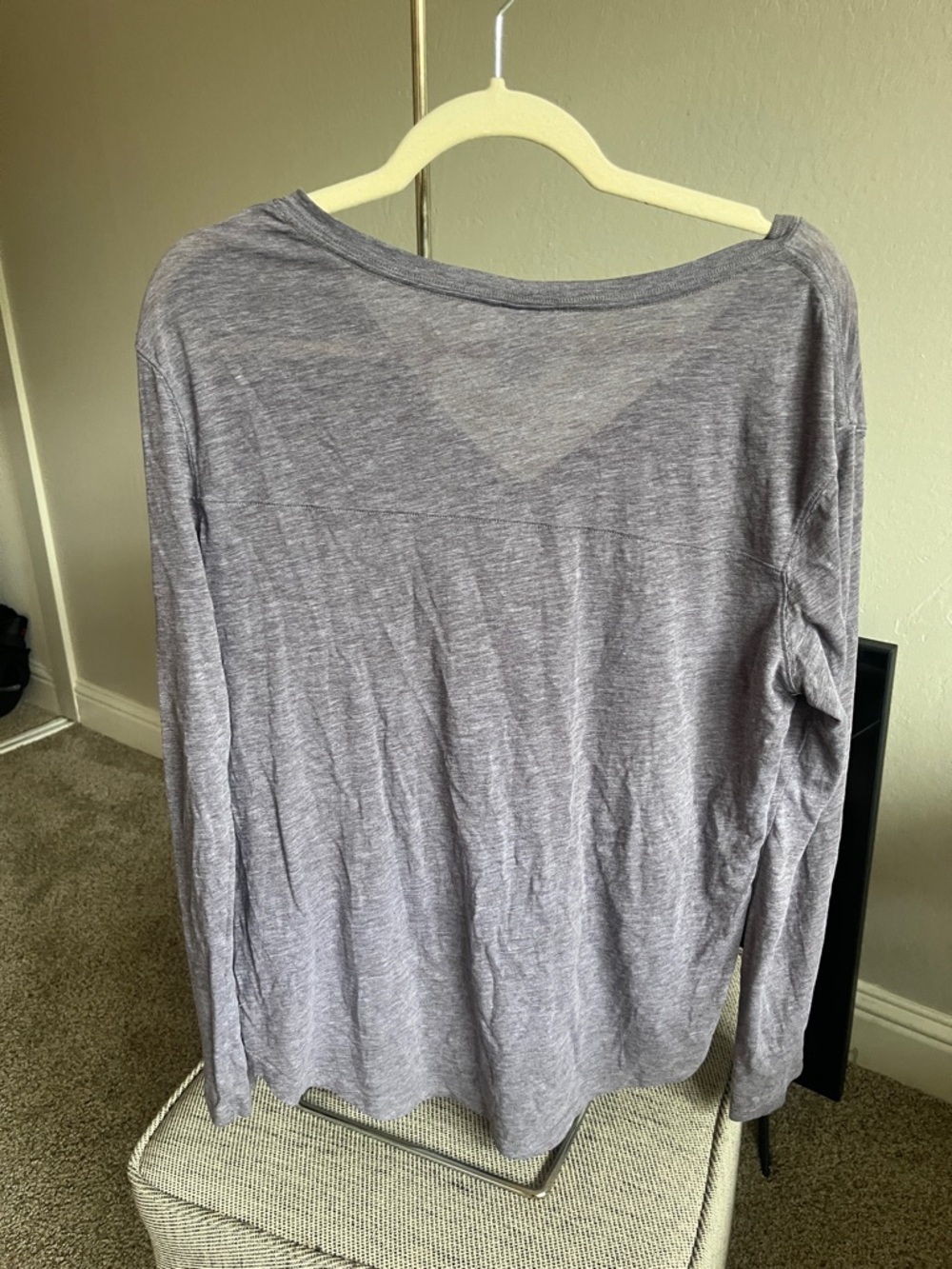 Victoria Secret PINK brand Purple Gray V-Neck Long Sleeve Tee - Picture 4 of 4